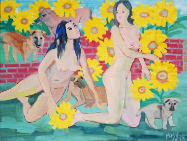 Nude with sunflowers - Đoàn Hồng