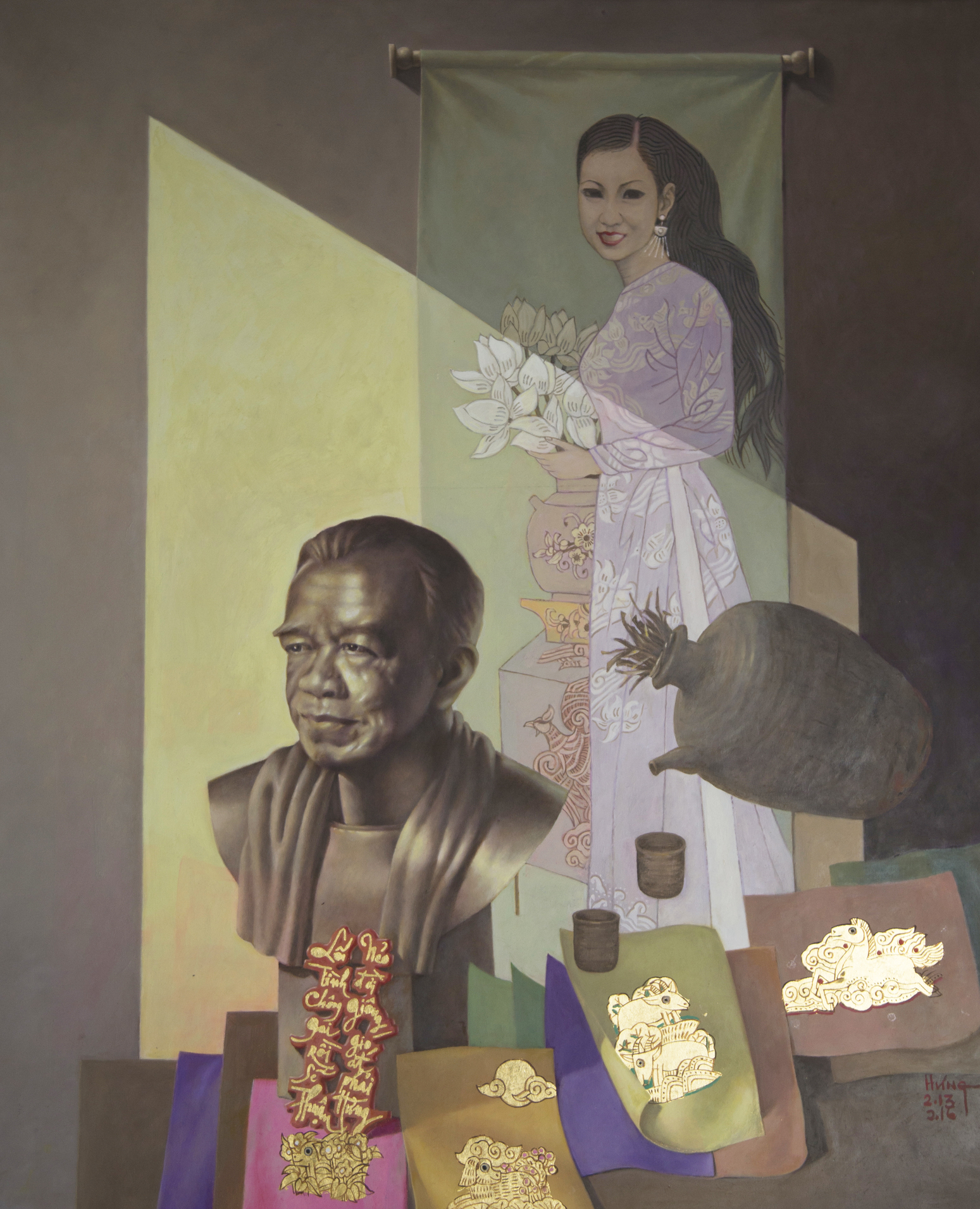 Nghiêm Xuân Hưng, Tĩnh hòa gia, sơn dầu, 120x100cm, 2015