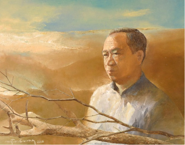 Chân dung Trương Văn Thuận theo góc nhìn của họa sĩ Nguyễn Tấn Cương (sơn dầu, 75 cm x 95 cm, 2016)
