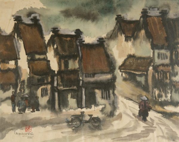 1.Đỗ Mạnh Cương, Phố, mầu nước, 40×50, 1991