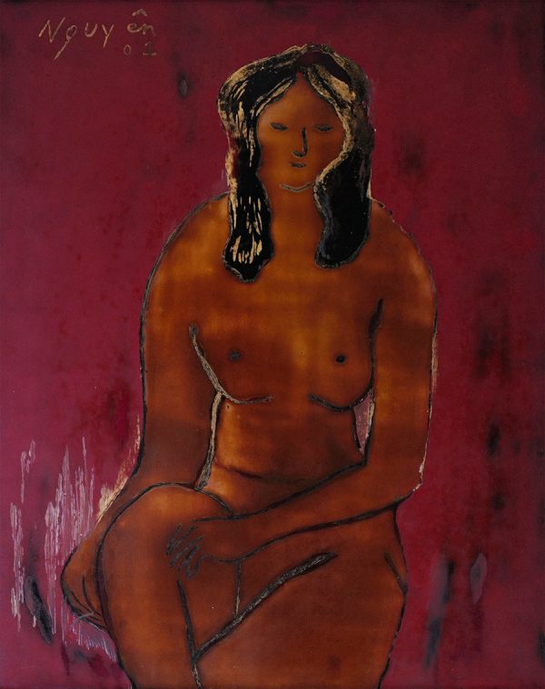 11.Bàng Sĩ Nguyên, nude, sơn mài, 40×50, 2001