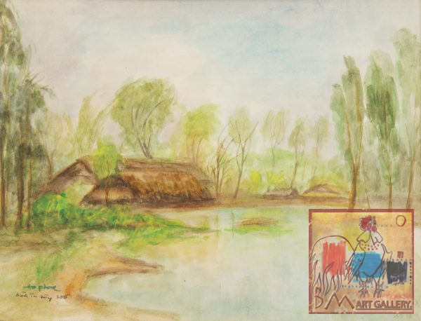 Hồ Phòng, phong cảnh Bình Trị Đông, mầu nước, 26×34, 1995