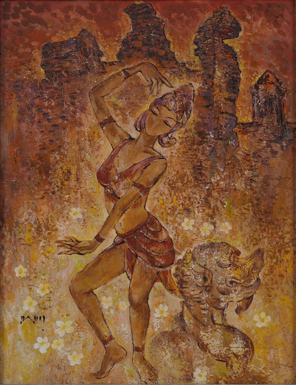 2.Văn Y, múa chăm, sơn dầu, 100×130, 2015