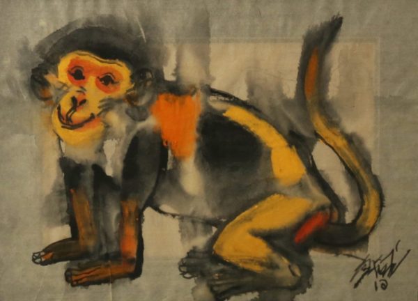 8.Đỗ Phấn, khỉ – Bính Thân, mầu nước trên giấy dó trên giấy dó, 30x40cm, 2016