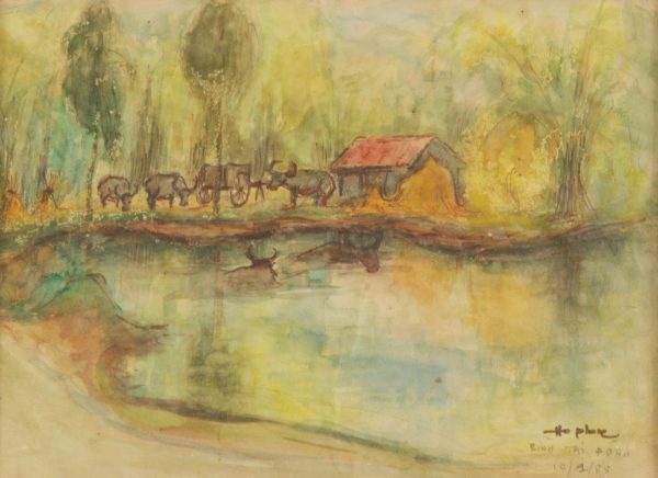 Hồ Phòng, Bình Trị Đông, mầu nước, 20×27, 1988