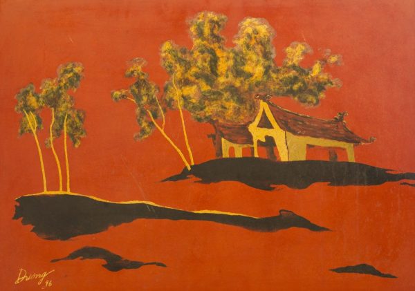 Dương, phong cảnh, sơn mài, 50×70, 1996