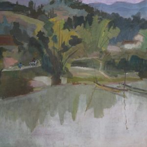 PC 58 phong cảnh, bột mầu, 35,5×50,5cm, 1970, Nguyễn Sĩ Thiết