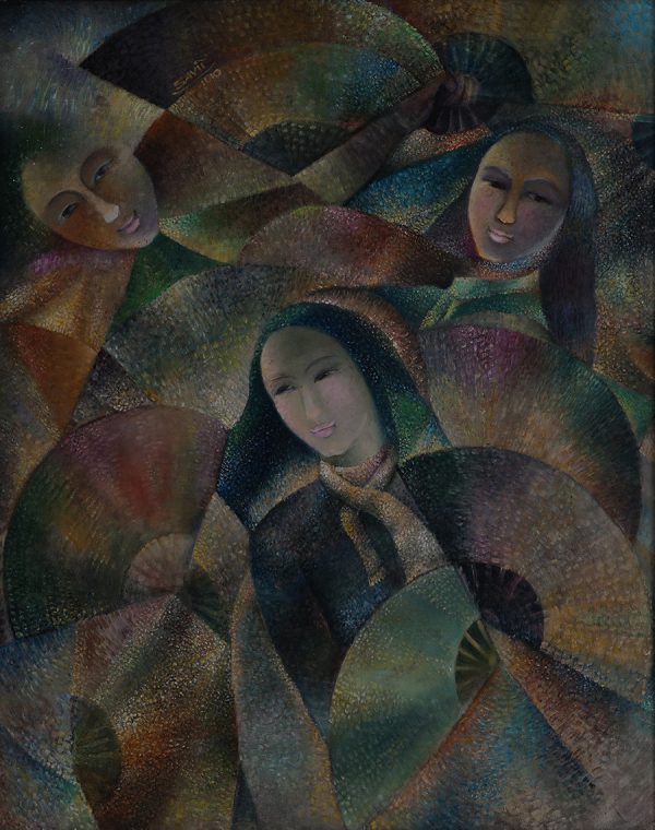 Sa Vũ, múa quạt, sơn dầu, 95×75, 2010
