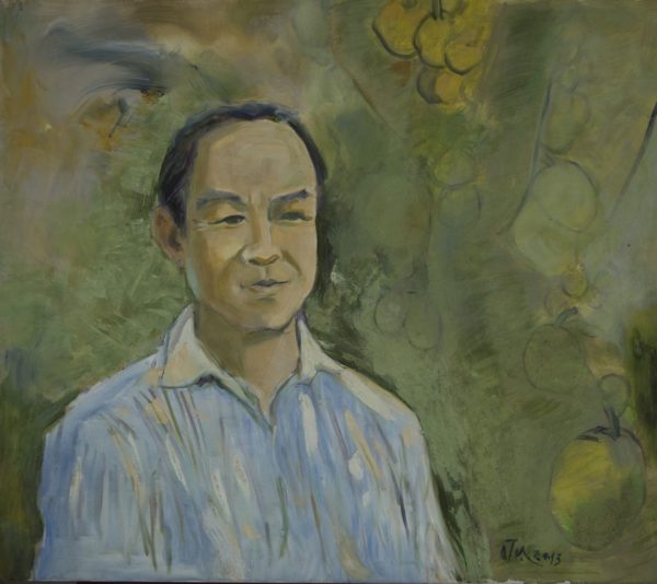 Thẩm Đức Tụ, nhớ về quê hương (chân dung Trương Văn Thuận), sơn dầu, 91x80cm, 2013