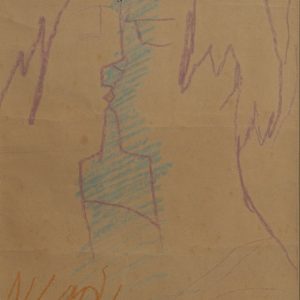 Bùi Xuân Phái, nụ hôn, chì sáp, 30×44, 1984