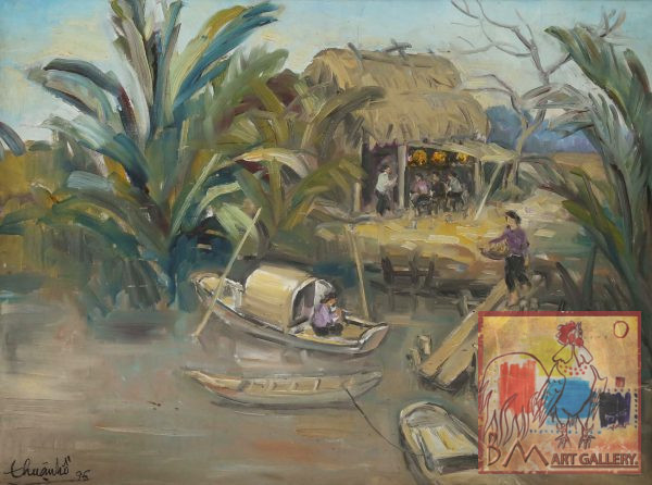 Thuận Hồ, Bến đò, sơn dầu, 68×80, 1996 (1)