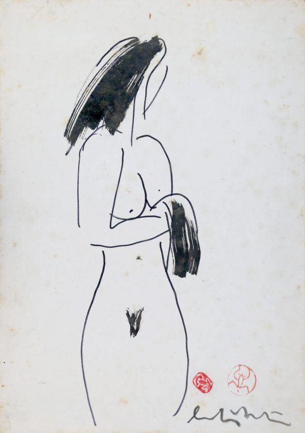 Lưu Công Nhân, nude 2, mực nho, 30×41