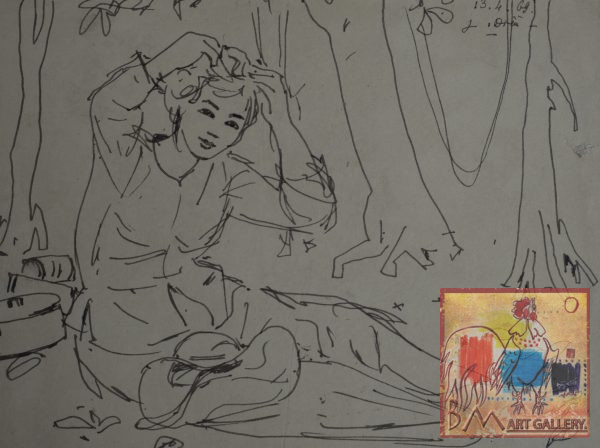 29.Vũ Ba, ký họa, bút sắt, 17×23, 1969