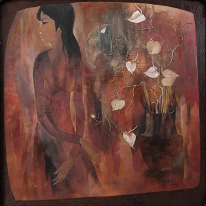 11. Văn Y, Cô gái và bình hoa trắng, sơn dầu, 120×120 cm, 2009
