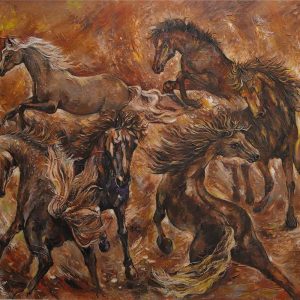 17. Văn Y, Ngựa hoang, sơn dầu, 130×200 cm, 2017