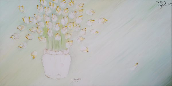25. Nguyễn Phan Hòa, bình hoa sen, sơn dầu, 100×200 cm,2009