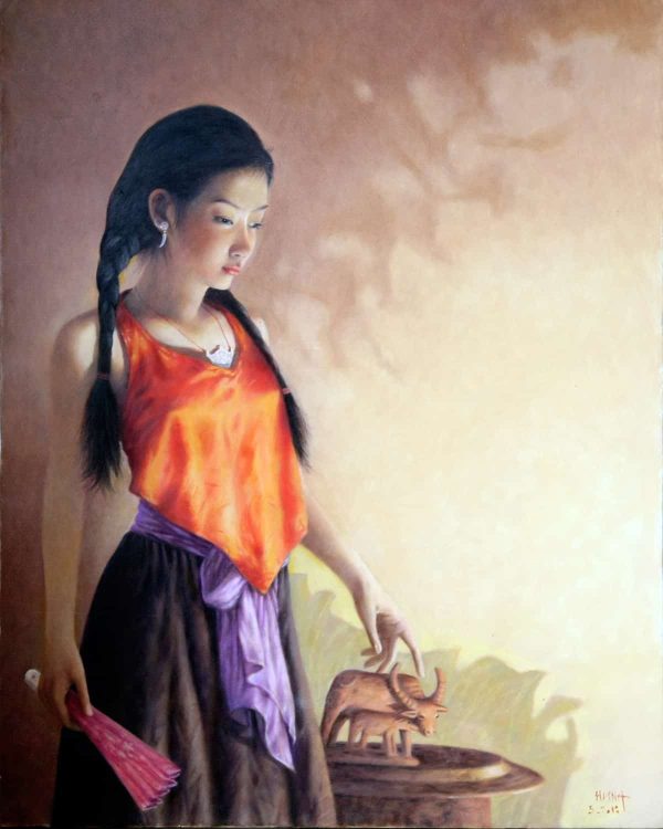 30. Nghiêm Xuân Hưng, con trâu đất, sơn dầu, 100x80cm, 5-2018