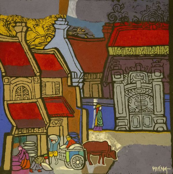 5. Nghiêm Xuân Hưng, phong cảnh4, in khắc gỗ, 37×37, 1994