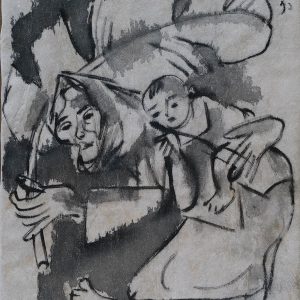 1. Phạm Lực, Bà cháu, sơn dầu, 42x36cm, 1997