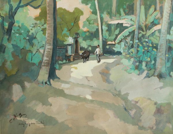 10. Lê Văn Xương, đường hàng dừa Thanh Hóa, bột màu, 43x55cm, 1960