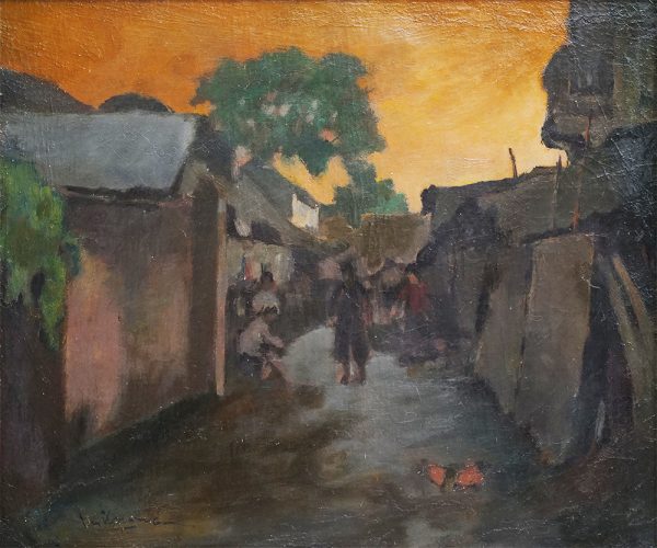11. Lê Văn Xương, chiều vàng ngoại ô, sơn dầu, 50x60cm, 1953