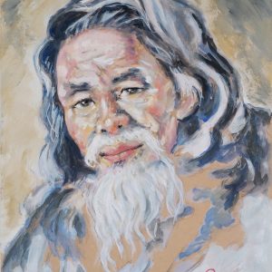 14. Lê Văn Xương, Ông già sơn cước, bột màu, 47x34cm