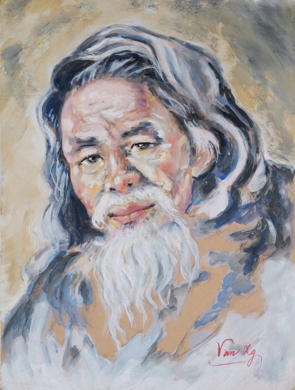 14. Lê Văn Xương, Ông già sơn cước, bột màu, 47x34cm