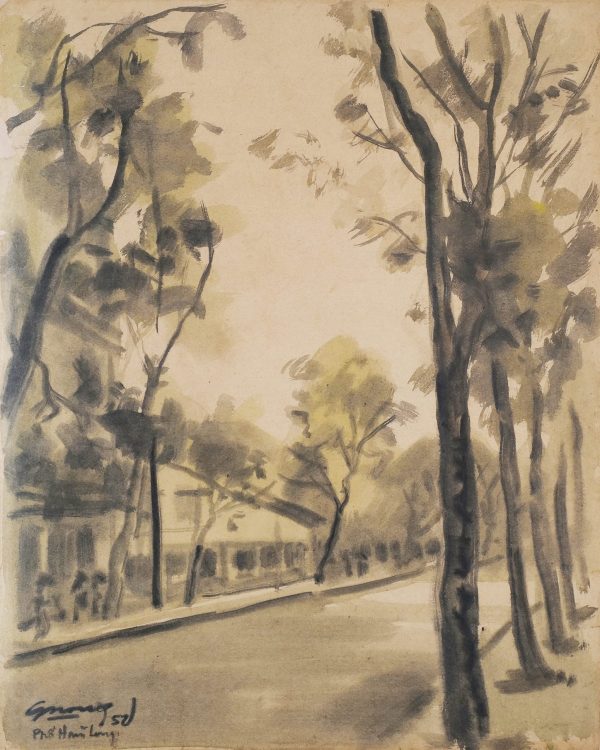 19. Lê Văn Xương, phố Hàm Long, màu nước, 55x43cm, 1950
