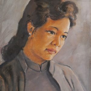 2. Lê Văn Xương, thiếu nữ Hà Nội xưa (cô Hà), bột màu, 37x28cm, 1963