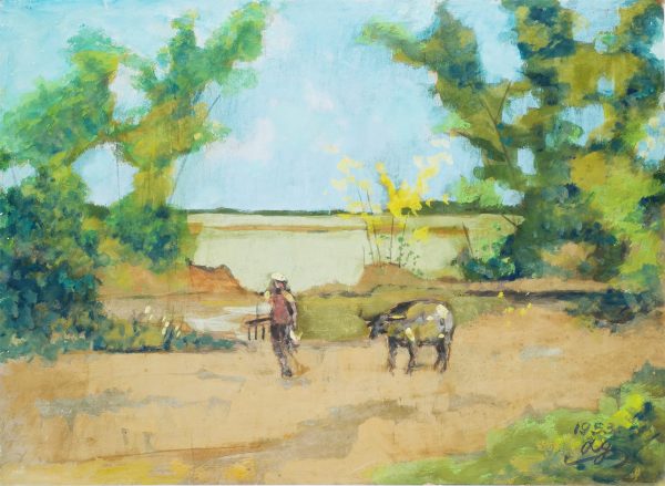 3. Lê Văn Xương, Ngoại ô thanh bình, bột màu, 40x56cm, 1953