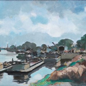 3. Lê văn Xương, Bến sông Tam Bạc – Hải Phòng, sơn dầu, 38x46cm, 1959