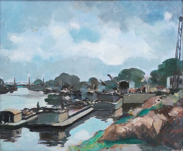 3. Lê văn Xương, Bến sông Tam Bạc – Hải Phòng, sơn dầu, 38x46cm, 1959