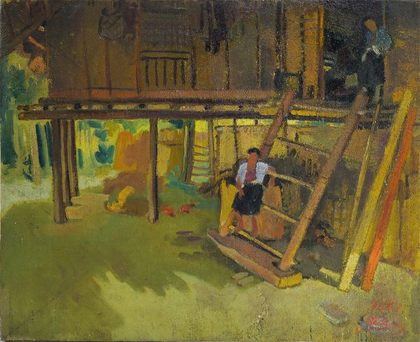 4. Lê văn Xương, nhà sàn , sơn dầu, 39x48cm, 1957