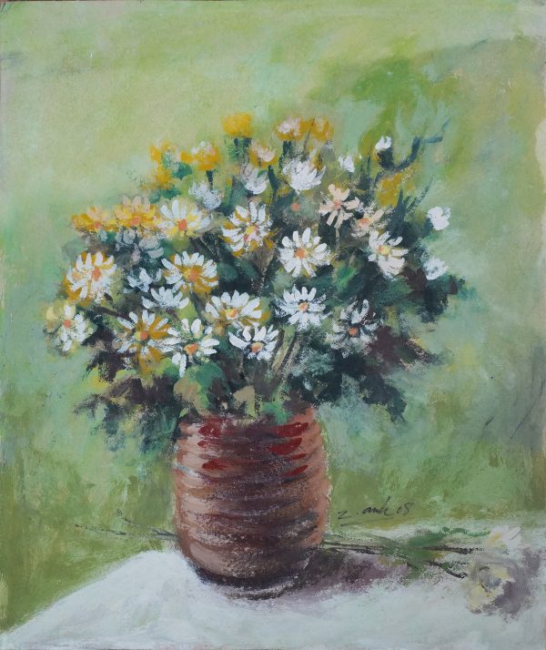 4. Nam Anh, Bình hoa cúc trắng, sơn dầu, 50×42 cm, 2008