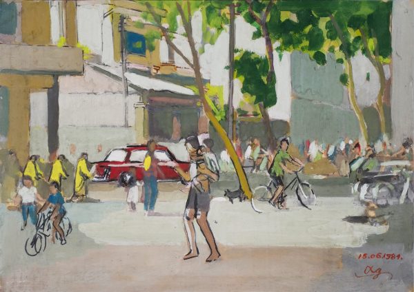 5. Lê Văn Xương, thời đổi mới, bột màu, 41x57cm, 1984