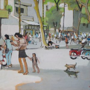 7. Lê Văn Xương, phố sài Gòn, bột màu, 42x59cm, 1981