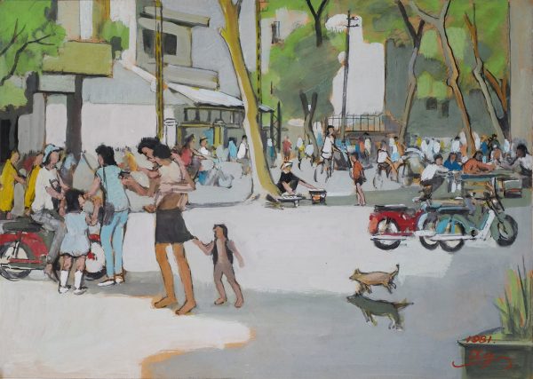 7. Lê Văn Xương, phố sài Gòn, bột màu, 42x59cm, 1981