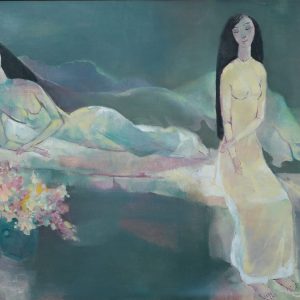 Hồ Hữu Thủ, Hai cô gái, sơn dầu, 80x130cm, 2020