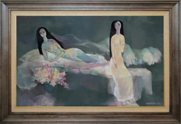 Hồ Hữu Thủ, Hai cô gái(Two girls), sơn dầu, 80x130cm, 2020