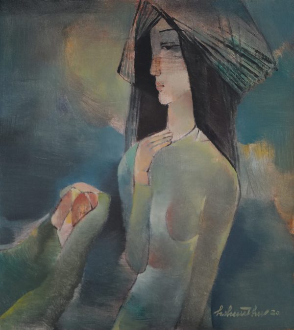 Hồ Hữu Thủ, Thiếu nữ, sơn dầu, 54,5x49cm, 2020