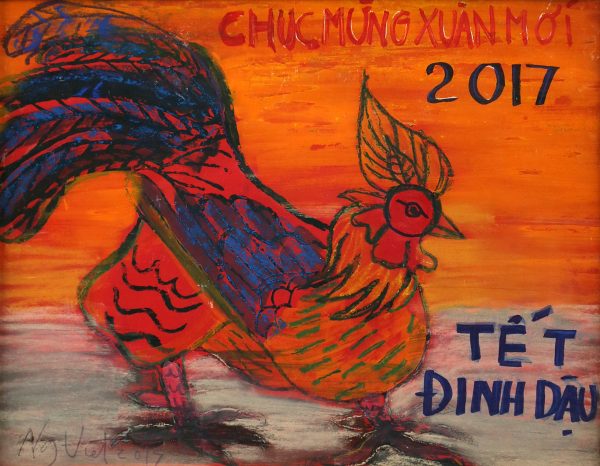 Nguyễn Xuân Việt, Chúc mừng năm mới Đinh Dậu, tổng hợp, 36×46, 2017