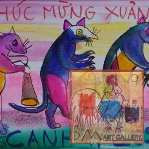 Nguyễn Xuân Việt, Chúc mừng xuân mới Canh Tý 2020, màu nước, 30×40 cm, 2020