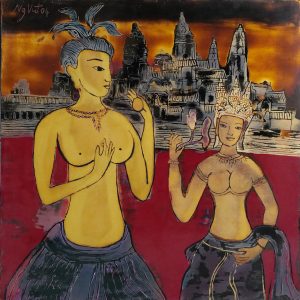 Nguyễn Xuân Việt, Nghệ thuật Angkovat, sơn mài, 60×60 cm, 2004