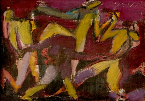 Nguyễn Xuân Việt, múa cổ (khỏa thân múa), sơn dầu, 25×35, 1996