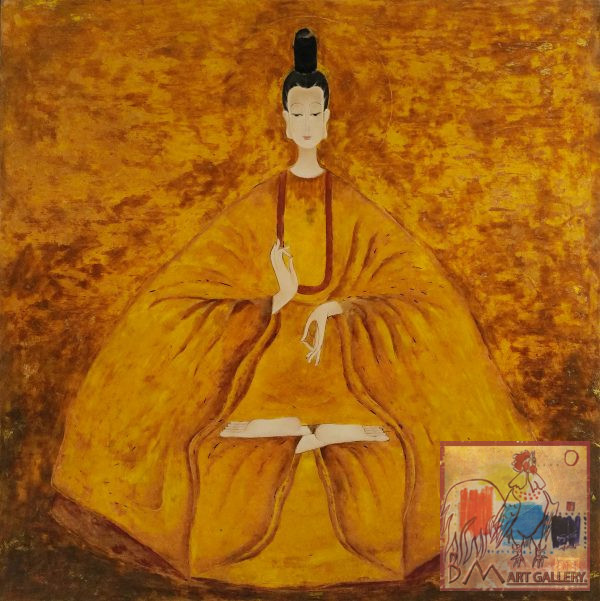 Vũ Dũng, Thiền tại tĩnh tâm, sơn mài, 100x100cm, 2021