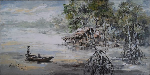 13. Đặng Kim Long, Rừng đước U Minh, sơn dầu, 80x160cm, 2013