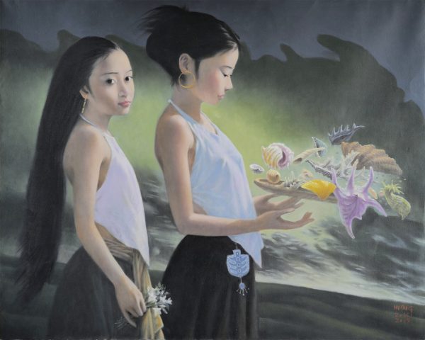 20. Nghiêm Xuân Hưng, Chị em, sơn dầu, 80x100cm, 2016-2019