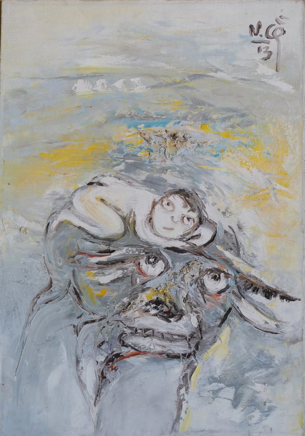 8. Nguyễn Văn Cường, Cậu bé trên lưng trâu, sơn dầu, 50x35cm, 2013