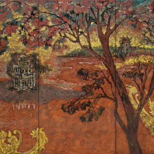 Nam Anh, Tháp Rùa – Hồ Gươm, sơn mài, 120x180cm, 2020
