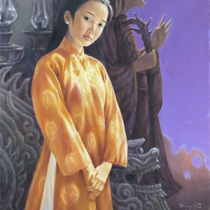 Nghiêm Xuân Hưng, trong chùa, sơn dầu, 100x80cm, 2021
